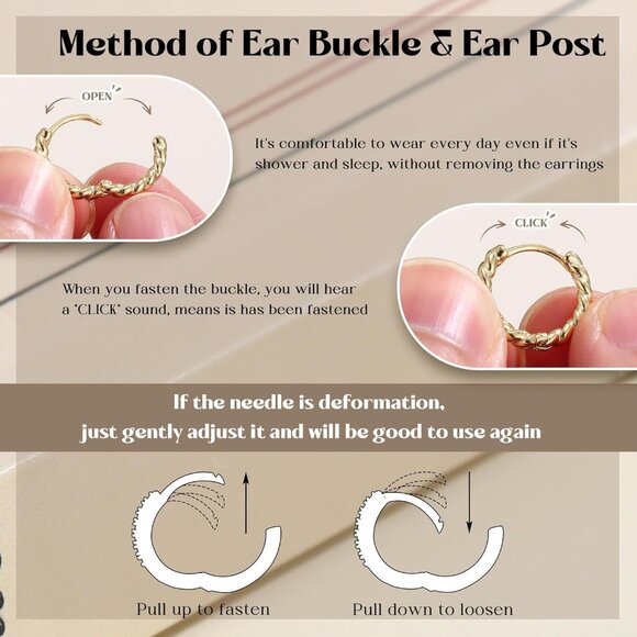 🆕 Women Gold Trendy Small Hoop Earrings Twisted Huggie Thick Open Chunky Stacks - Picture 7 of 7